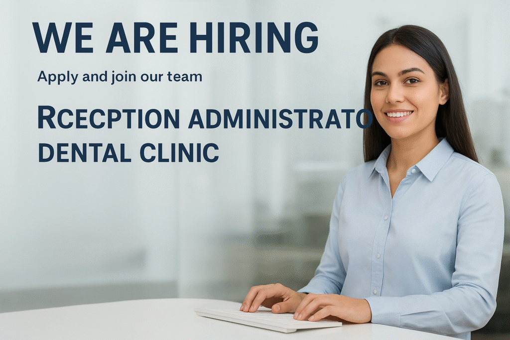 Reception Administrator working at dental clinic front desk in Dubai